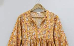 Vestido Formal de Algodón 100% con Estampado Floral Hecho a Mano para Mujer, Largo Midi, Estilo Boho, Cintura Natural, Diseño Simple, para Todas las Temporadas - Product Image 5