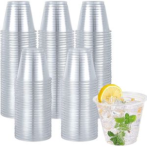 300-Piece Disposable <b>Drinkware</b> Set 9oz Clear PET <b>Plastic</b> Cups Crystal WineJuice & Iced Coffee Cups for Parties & Beverages - Product Image 1