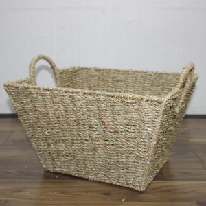 Panier en jonc de mer tressé de haute qualité avec poignées, panier de rangement durable pour vêtements pour la maison et le bureau - Product Image 1
