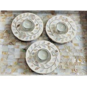 Support de bougie chauffe-plat en pierre fait main élégant avec incrustation d'os, article de décoration durable pour la maison, idéal pour la décoration de table et accessoire pour bougies - Product Image 3