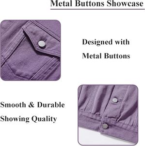 Men's for Denim Jacket Casual Button Front Solid Color Regular Fit Autumn Winter Windproof Eco-Friendly 100% Cotton Washable - Product Image 6
