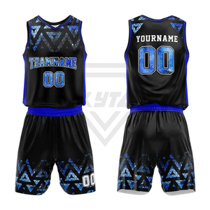 Conjunto de Uniforme de Baloncesto Sublimado Personalizado, Fabricante OEM, Venta al Por Mayor, Uniforme Deportivo Azul y Negro, Ropa Deportiva para Equipos - Product Image 6