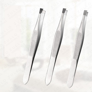 3 Piece Stainless Steel Slanted Eyebrow Tweezers Set Stripe Grip Custom Color Precision Brow Shaping <b>Tool</b> Custom Logo - Product Image 4