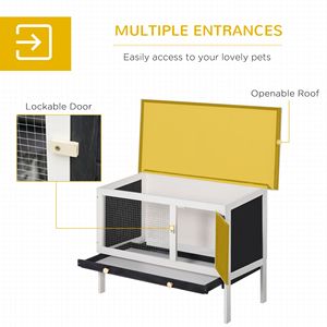 Cage à lapin en bois avec toit ouvrant et plateau coulissant pour petits animaux - Product Image 4