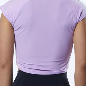 Women's Red Crop <b>Top</b> Black White Stripe Crew Neck Drop Shoulder Short Sleeve Breathable Eco-Friendly Quick Dry Casual T-Shirt - Product Image 6