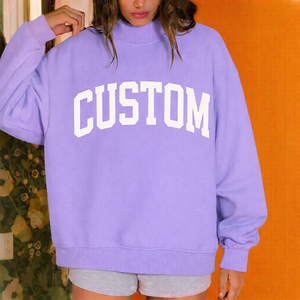 Sweat-shirt décontracté pour femme, long et oversize, col montant, coupe ample, logo sur le devant, tendance, vêtement d'hiver - Product Image 3