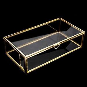 Metal & Glass Storage <b>Box</b> With Metal Frame For Jewelry Organizers And Decorative Use - Product Image 1