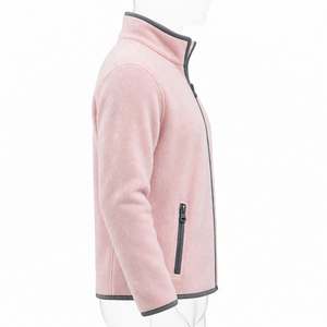 Light Pink Full Zip Polar Fleece Jacket Women Stand Collar Warm Soft Winter <b>Thermal</b> Casual Zipper Coat Heavyweight Outdoor - Product Image 3