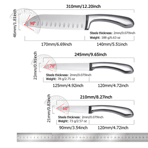 Juego de 5 cuchillos de cocina de acero inoxidable con mango hueco, cuchillo de chef afilado, cuchillo Santoku, cuchillo multiusos, cuchillo pelador, cocina, bricolaje, OEM, ODM - Product Image 3