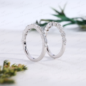 Elegant Bezel Set Eternity <b>Ring</b> White Gold Border <b>Stacking</b> Custom Wedding Jewelry Lab Grown Diamonds Rhodium Plated Ethnic Style - Product Image 2