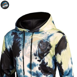 Sweat-shirts à capuche tie-dye pour hommes, en tissu polaire, avec logo personnalisé, en coton mélangé de haute qualité, en vente. - Product Image 2