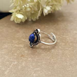 Brass Lapis Lazuli <b>Ring</b> 925 Sterling <b>Silver</b> Band Handmade Boho Jewelry Oval Gemstone <b>Statement</b> <b>Ring</b> for Women Tribal Ethnic Styl - Product Image 4