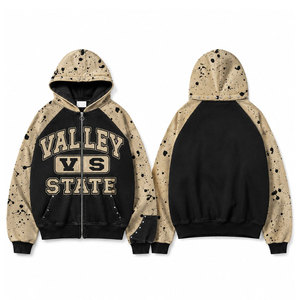 เสื้อฮู้ดพิมพ์ลาย Valley State แขนเสื้อแบบแร็กแลน ซิปหน้า ผ้าเฟรนช์เทอร์รี่ ทรงปกติ สวมใส่สบายๆ ในฤดูใบไม้ร่วง - Product Image 1