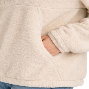 Sudadera de Forro Polar con Botones en el Cuello para Mujer, Sudadera Casual con Cuello Alto, Estilo Sudadera con Capucha de Invierno, con Bolsillo, Cómoda y Holgada - Product Image 4