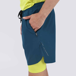 Pantalones cortos deportivos 2 en 1 para hombre, pantalones cortos de gimnasio de secado rápido con diseño de bolsillo con cremallera - Product Image 6