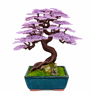 Bonsái de Arce Hecho a Mano con Hojas de Alambre Morado en Maceta Decorativa para Regalos de Inauguración de Casa, Navidad y Año Nuevo - Product Image 1