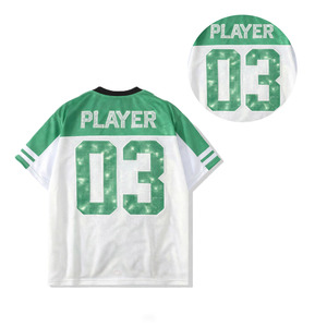 Camiseta de fútbol americano verde brillante personalizada para mujer, estilo diamantes de imitación, de malla, holgada, transpirable, estilo boxy, corta, para equipo - Product Image 2
