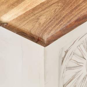 Caja de Almacenamiento Grande y Baja de Madera de Acacia Sólida Blanca y MDF, Mueble para Sala de Estar - Product Image 5