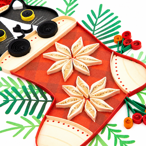 Tarjeta de Felicitación Artesanal de Lujo con Diseño de Gato en Calcetín Navideño, Fabricante de Tarjetas de Felicitación Hechas a Mano al por Mayor, OEM/ODM - Product Image 3