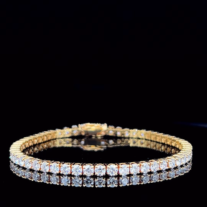 Elegante Pulsera de Diamantes Cultivados en Laboratorio de 3.75CT en Oro Amarillo de 10KT, Color E-F, Diamantes CVD, Joyería Brillante para Bodas - Product Image 1
