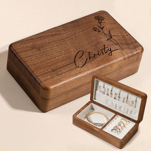 Boîte à bijoux en bois pour femmes, écologique, moderne, polie, organisateur de rangement, sculptures complexes, articles cadeaux, exportateur indien - Product Image 3