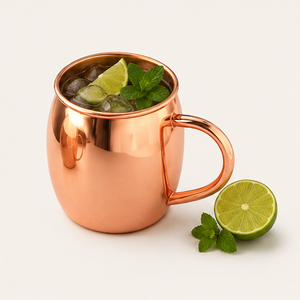 Pure Solid Copper Moscow Mule Mug with Brass Handle Handcrafted Artisanal Copper <b>Cup</b> for Chilled Cocktails Beer & <b>Cold</b> Beverages - Product Image 2