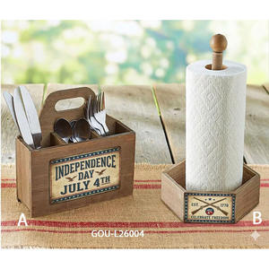 Moderno Porta Cubiertos de Madera con Portarrollos de Papel para Cocina y Comedor - Product Image 2