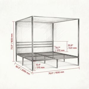 Struttura letto a baldacchino Queen in metallo, solo telaio, dimensioni personalizzabili, con funzionalità di contenimento per letto a scomparsa, per uso domestico e magazzino, in ferro e acciaio - Product Image 3