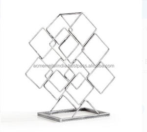 Exhibidor de Vino de Metal Plateado Antiguo de Lujo, Forma Cuadrada, Elegante, Perfecto para Bodas, Eventos Especiales y Recepciones - Product Image 3