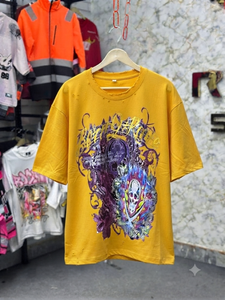 Camiseta Gráfica Oversize Personalizada para Hombre, Estilo Vintage, Algodón Lavado, Streetwear, Estampado de Calavera, Lavado Ácido, Fabricante OEM - Product Image 4