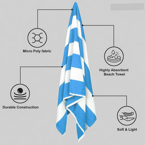 Serviettes de plage Cabana Stripe Premium 500 GSM 70x150 cm, sans sable, légères, pour les stations balnéaires du Royaume-Uni - Product Image 3