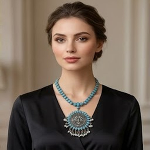 DIVYORO SUNBURST OXIDIZED BRASS <b>NECKLACE</b>-Women's Ethnic <b>Long</b> Adjustable Length Party Jewelry - Product Image 4