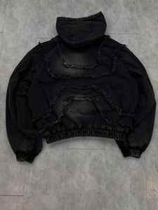 Sweat à capuche Nesta Sports personnalisé vintage délavé à l'acide 430GSM en molleton bouclette vierge avec effet vieilli et doublure gaufrée pour homme - Product Image 2