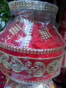 Jago Punjabi เครื่องประดับกระจกลูกปัดกำมะหยี่ขนาด12นิ้วประดับลูกปัดกำมะหยี่มาใหม่สีทองแดง - Product Image 3
