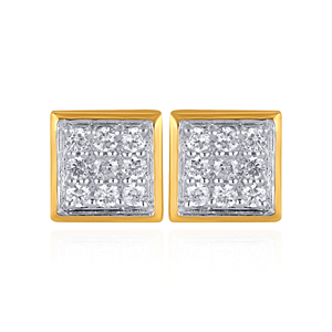 Pendientes de Diamantes Cuadrados Celest, Chapados en Oro de 18K para Mujer, Corte Brillante Redondo, Clásicos para Uso Diario - Product Image 1