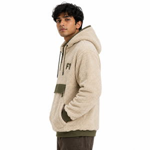 Sweat-shirt décontracté personnalisé en molleton Sherpa épais avec demi-fermeture éclair, poche avant et broderie pour homme, en coton polaire, B2B USA - Product Image 3