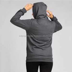Sweat-shirt à capuche pour femmes, manches longues, couleur unie, pull tricoté respirant, vêtements d'automne - Product Image 2