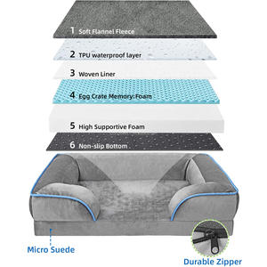 Enfriamiento personalizado gato perro cachorro perro cama sofá de espuma de memoria lavable a máquina caliente suave de lujo ortopédico camas para mascotas Cama grande para perros - Product Image 2