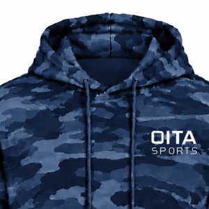 <b>Navy</b> Blue Camo Pullover Hoodie <b>Men</b> Custom Camouflage Printed Sweatshirt Kangaroo Pocket Drawstring Long Sleeve Casual Sportswear - Product Image 3