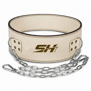 Ceinture de musculation en cuir véritable réglable avec chaîne lourde pour l'entraînement en force, les séances de gym et le développement musculaire - Product Image 1