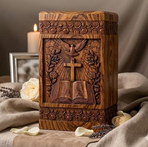 Handcrafted Rosewood Cremation Urn for Human Ashes Hummingbird Engraved Wooden <b>Memorial</b> <b>Box</b> Premium Rosewood Cremation Urn - Product Image 1
