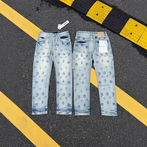 Pantalon en jean classique pour homme et femme, brodé, plaqué chrome, en forme de cœur, coupe droite, avec patchs totem – Décontracté et tendance pour couple - Product Image 6