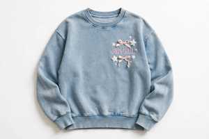 <b>Pink</b> Heavy Weight Cotton Crewneck <b>Sweatshirt</b> Women Embroidered Angel Bow Decor Drop-shoulder Pullover - Product Image 2