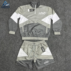 Custom Logo Good Supplier Customized Contrast Color New Trendy Adult Outer Wear Best Lightweight Fabric Windbreaker Short <b>Sets</b> - Product Image 1