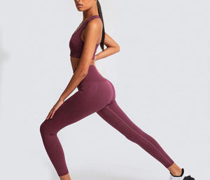 Ensemble de sport pour femme : Legging taille haute, brassière de sport sans col unie, haut de sport respirant à manches longues – Tenue de fitness pour la gym - Product Image 6
