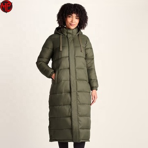 Doudoune longue pour femme, manteau d'hiver à capuche, avec cordon de serrage réglable, vêtement d'extérieur chaud - Product Image 1