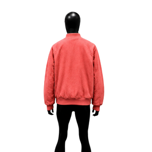 MENS CORAL STREETWEAR BOMBER VARSITY <b>JACKET</b> <b>Fleece</b> <b>Lining</b> Regular Fit Turn-down Collar Single Breasted Casual Autumn Wear LUXURY - Product Image 2