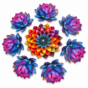 Ensemble de rangolis en bois réutilisables en gros avec motifs d'éléphant et de lotus, art de sol modulaire multi-pièces pour la décoration de Diwali et de mariage - Product Image 1