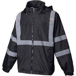 New Design High Visibility Workwear Full Zipper <b>Reflective</b> Safety Fleece Hoodies For <b>Men</b> Work Zip Hooded Top <b>Jackets</b> - Product Image 5