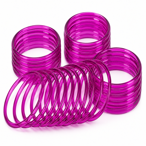 Bracelets en verre violet artisanal Conifer, translucides et vibrants, bijoux indiens unisexes pour superposition et occasions festives - Product Image 1